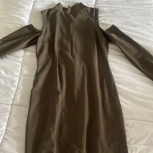 Women's Cold-Shoulder Shift Dress in Olive Green